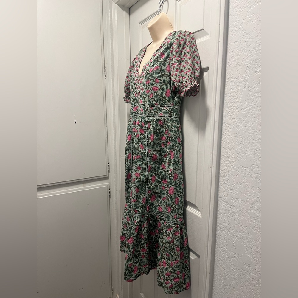 Anthropologie DRA Green Floral Cotton Midi - Size Medium - EUC - Picture 6 of 13
